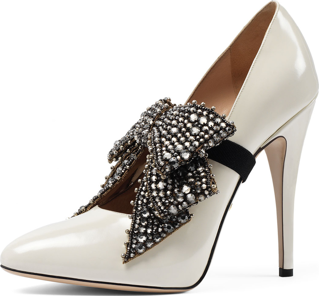 Gucci Elaisa Crystal Bow Pump