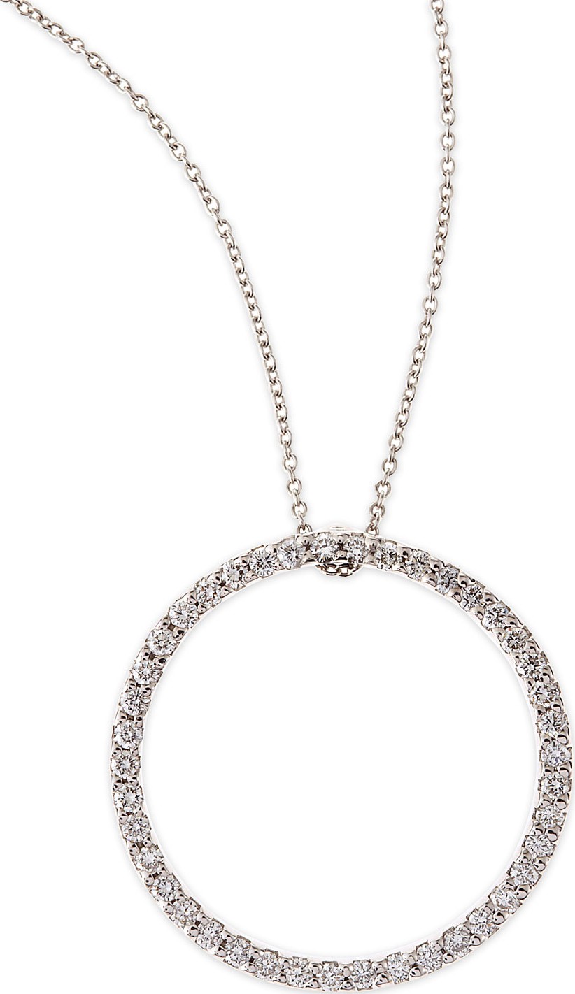 Roberto Coin 18k White Large Diamond Circle Pendant Necklace