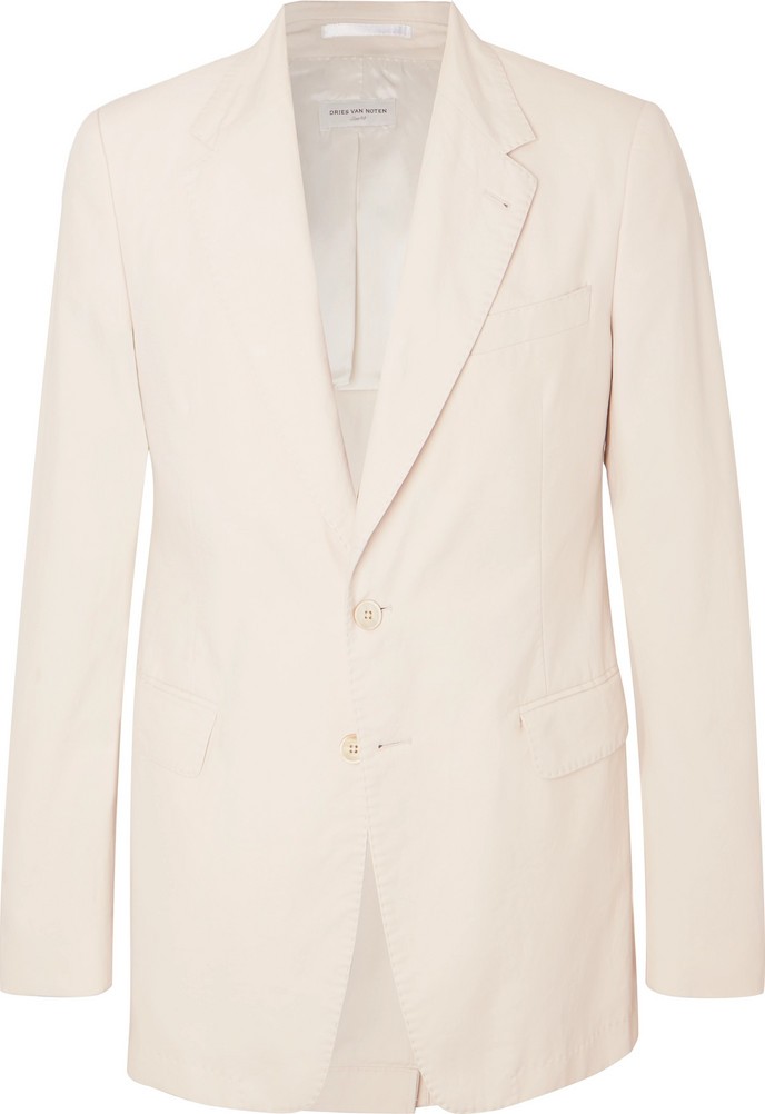 Dries Van Noten Off-White Slim-Fit Unstructured Cotton-Twill Suit Jacket
