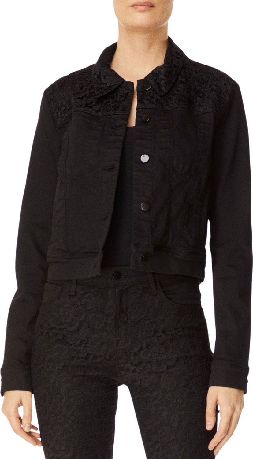 J BRAND Harlow Cropped Denim Jacket w/ Lace