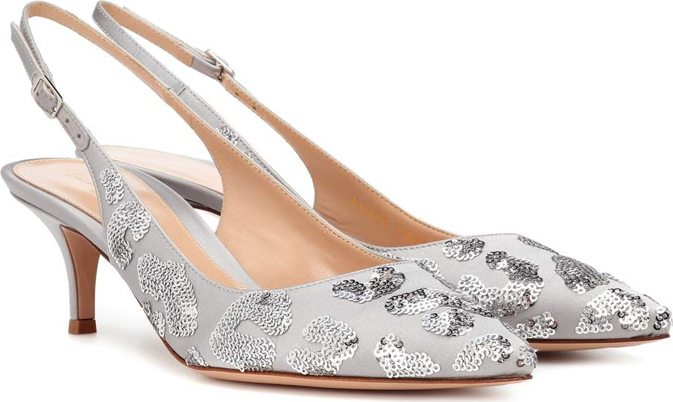 Gianvito Rossi Daze sequined satin slingback pumps