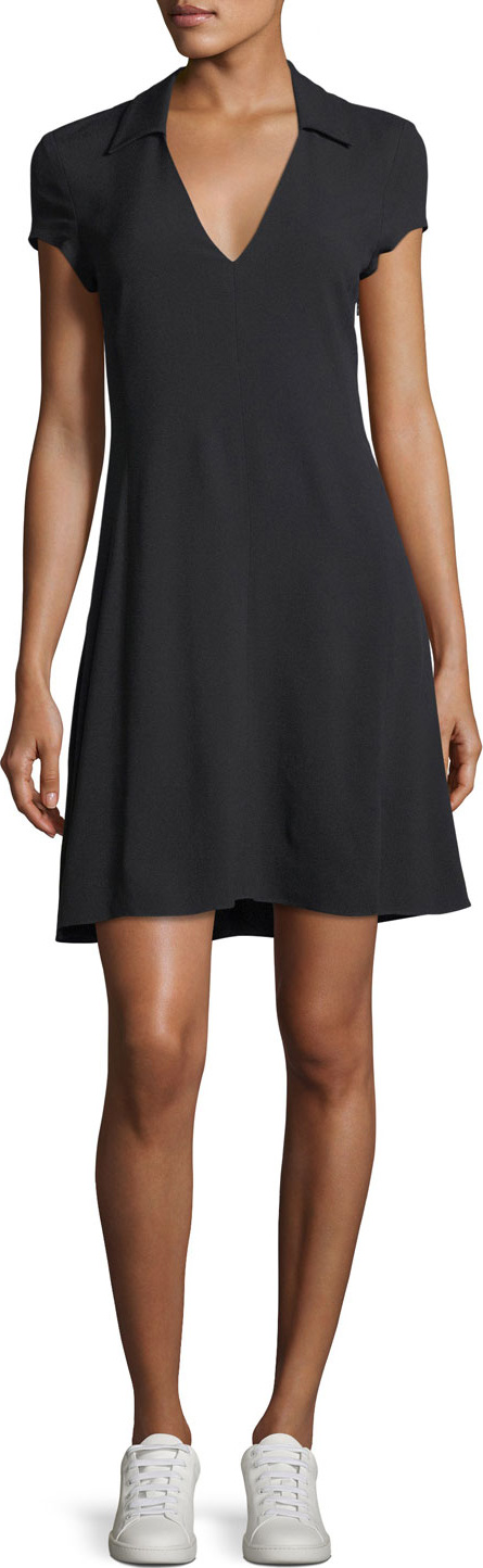 Theory V-Neck Rosina Crepe Easy Day Dress