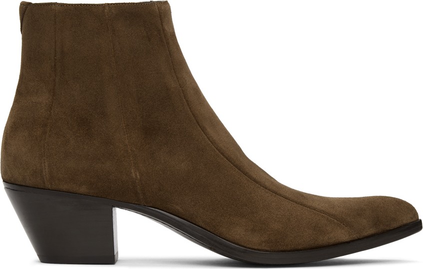 Saint Laurent Brown Suede Finn Boots