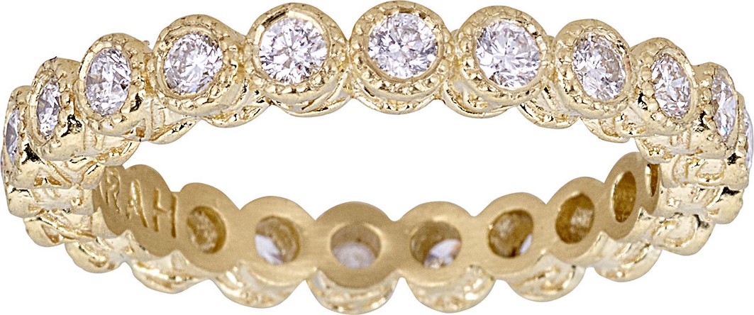 Tanya Farah 18K Art Nouveau Diamond Bezel Stack Ring, Size 6.5