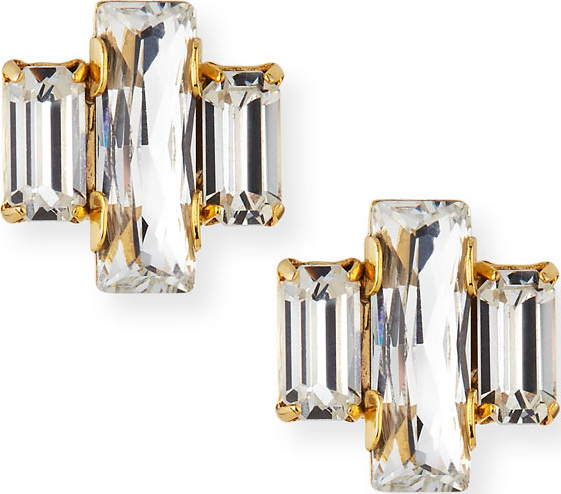Auden Crystal Baguette Trio Stud Earrings