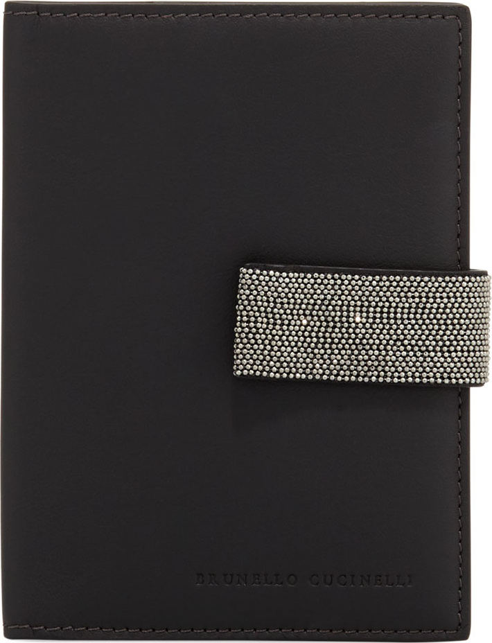Brunello Cucinelli Leather Mini Wallet with Monili Snap