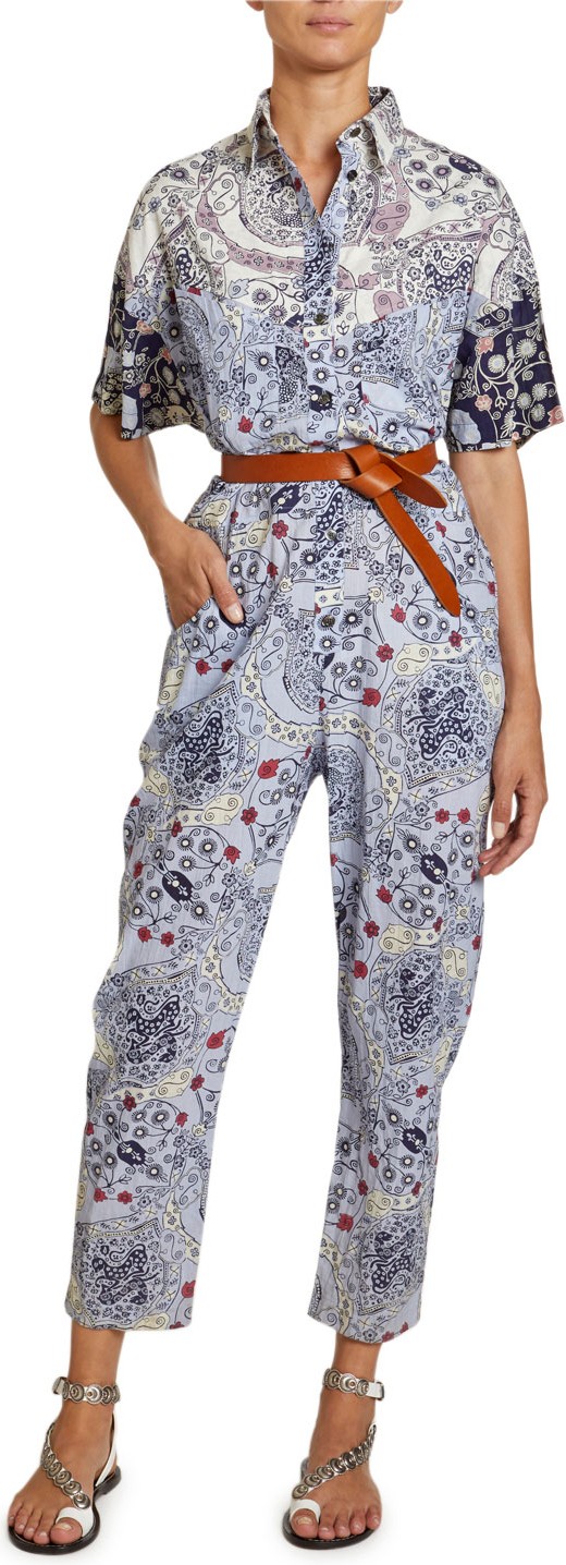 Isabel Marant Etoile Udena Paisley-Print Cotton Utility Jumpsuit