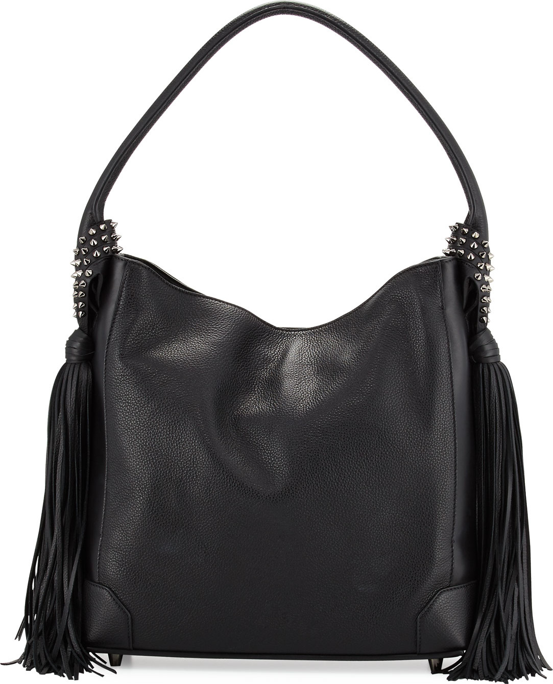 Christian Louboutin Eloise Fringe Leather Hobo Bag, Black