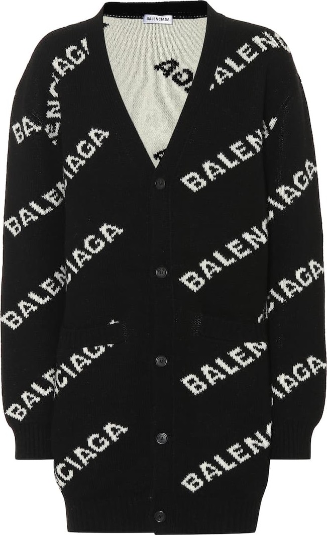 Balenciaga Wool-blend intarsia cardigan