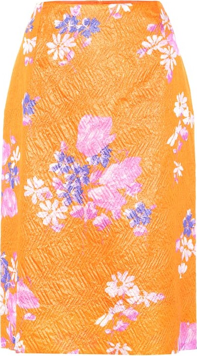 Dries Van Noten Floral silk-blend pencil skirt