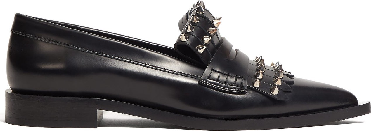 Alexander McQueen Studded point-toe leather loafers