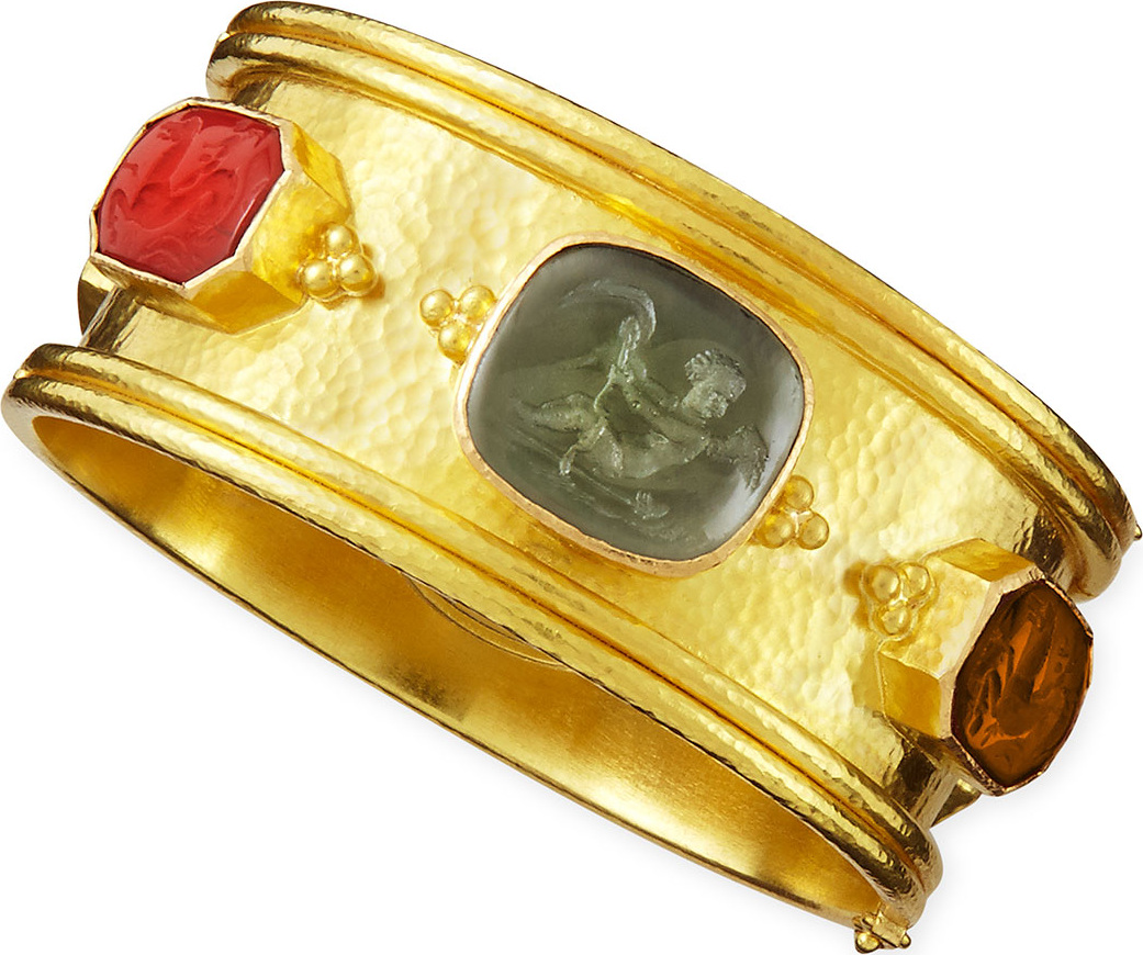 Elizabeth Locke Cherub Venetian Glass Intaglio Bangle, Neutral