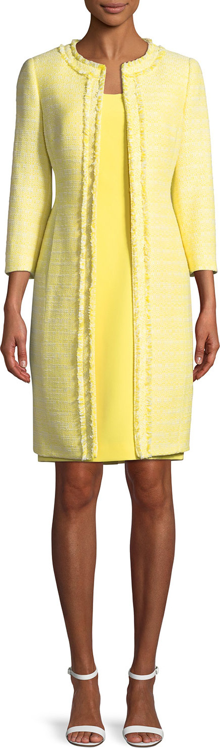 Albert Nipon Two-Piece Tweed Coat & Crepe Dress Set