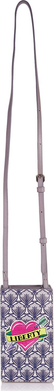 Liberty London Iphis Patch Canvas Phone Crossbody Bag - Silvertone Hardware