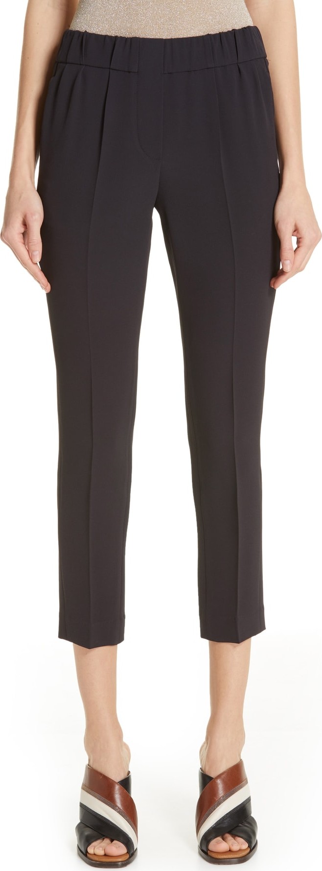 Brunello Cucinelli Crop Crepe Cady Pants