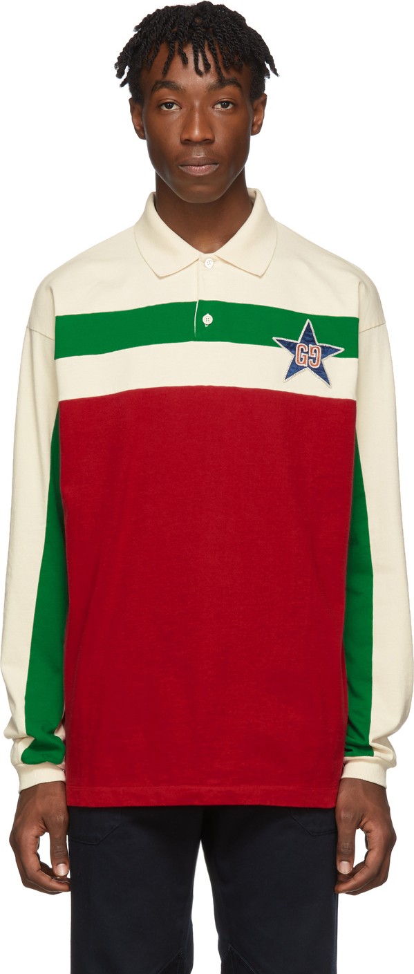 Gucci Off-White Starpatch Long Sleeve Polo