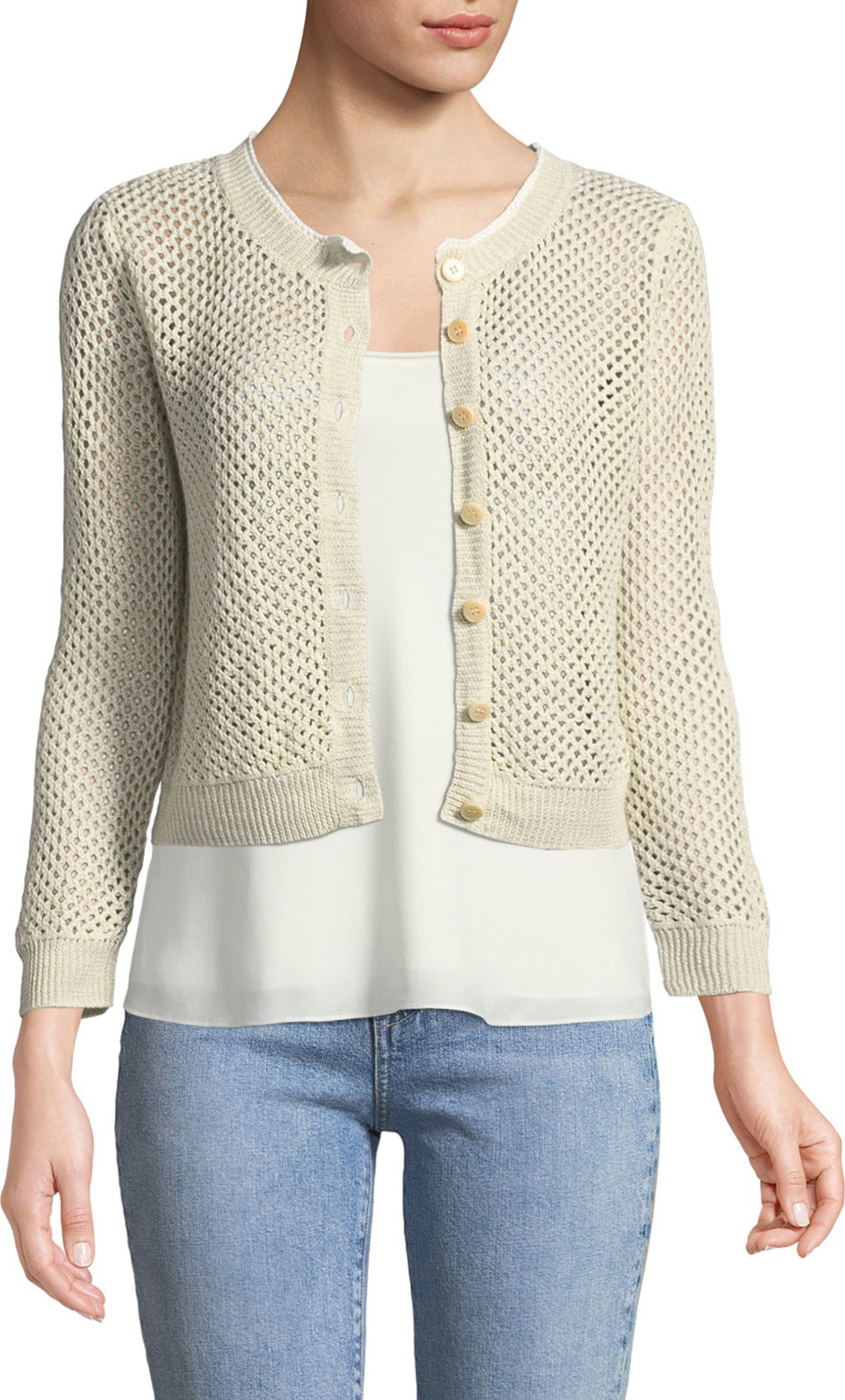 Theory Tamvi New Harbor Open-Weave Linen Cardigan