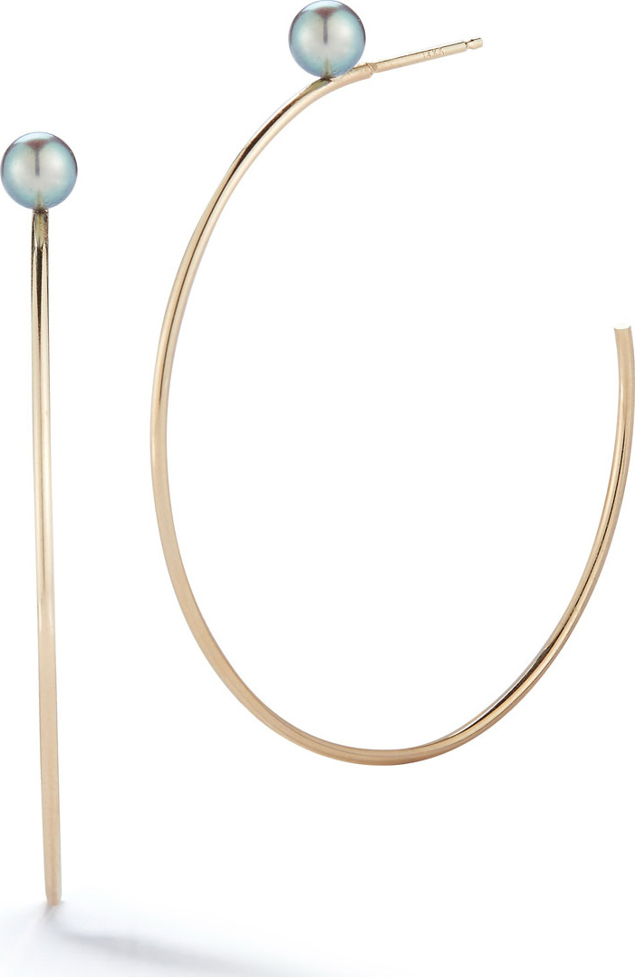 Mizuki 14k Black Pearl Hoop Earrings