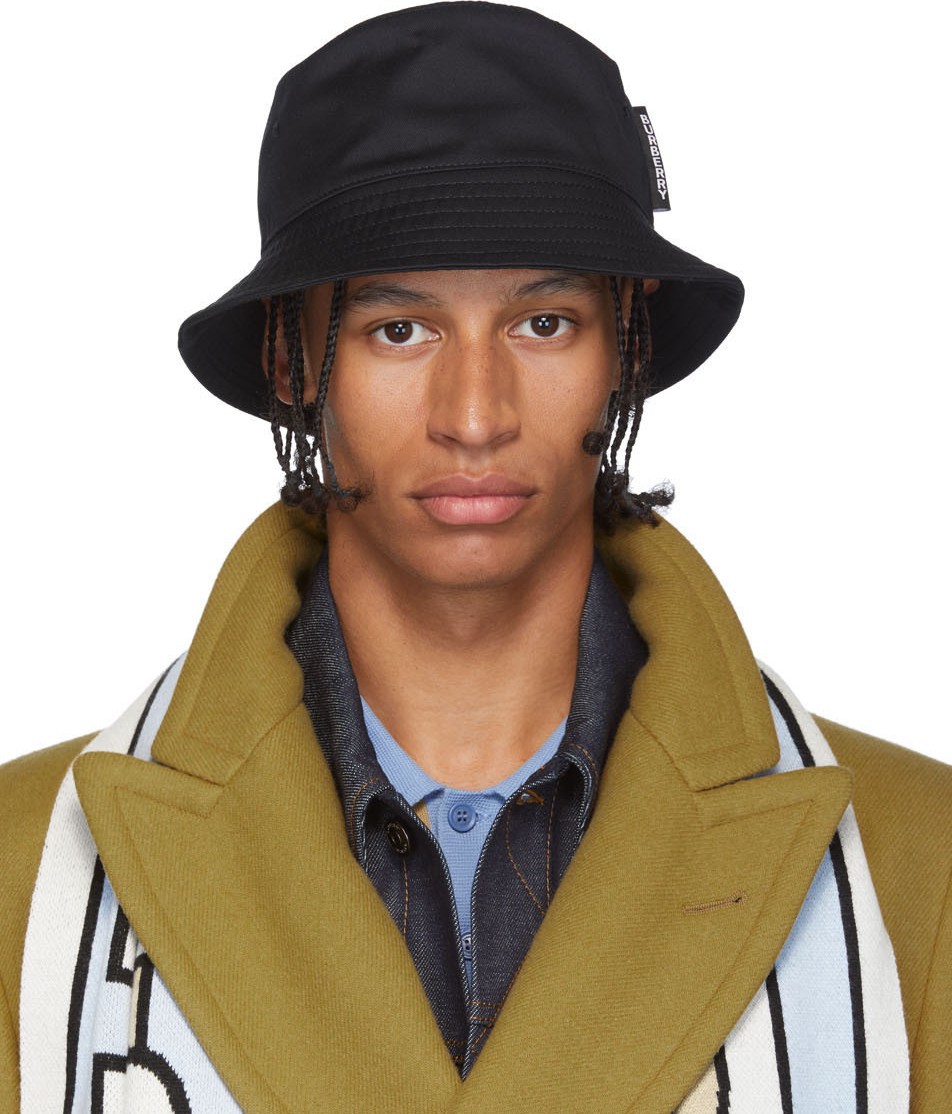 Burberry London England Black Twill Bucket Hat