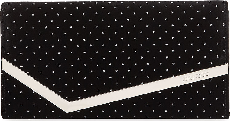 Jimmy Choo Emmie Glitter Spotted Velvet Clutch Bag