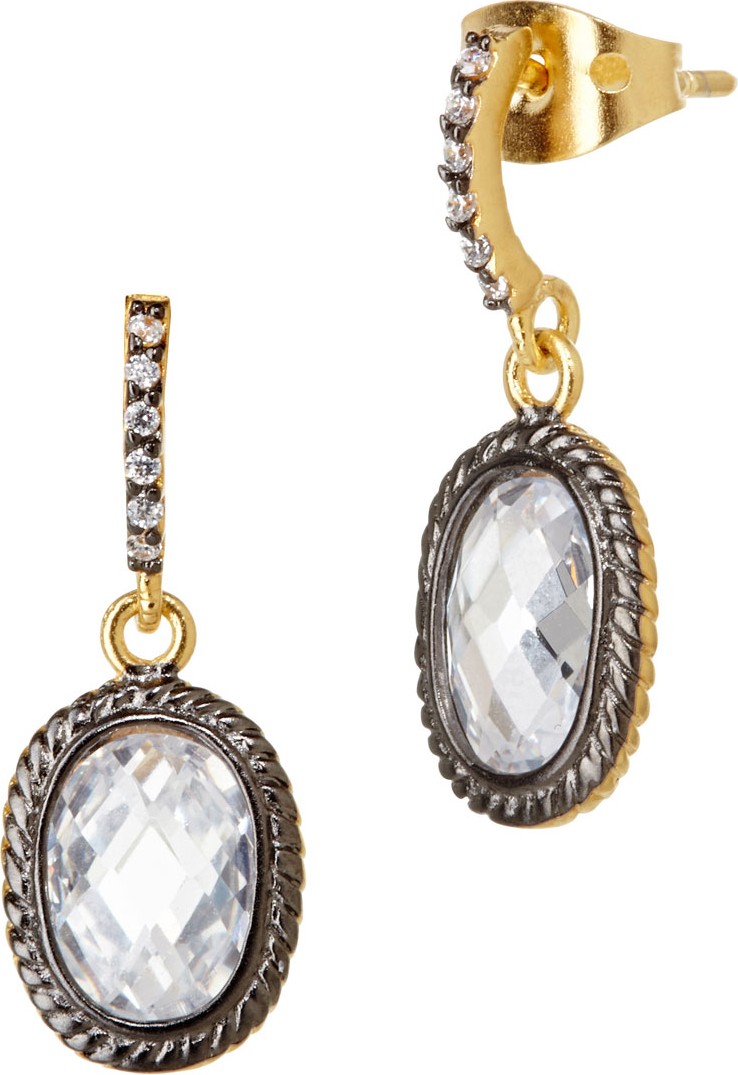 Freida Rothman Tiny Raindrop CZ Stones Earrings