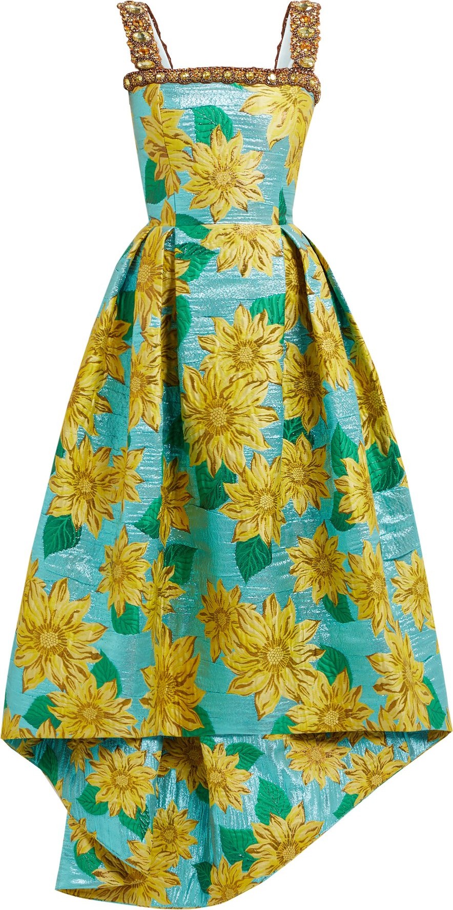 Andrew Gn Crystal-embellished sunflower-brocade gown