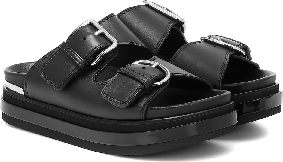 Alexander McQueen Leather platform slides