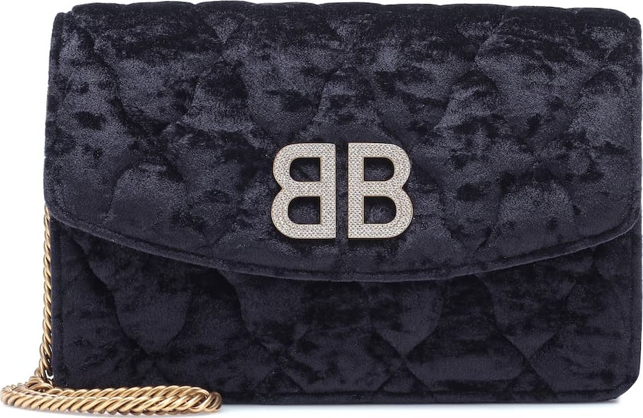 Balenciaga BB Wallet On Chain velvet shoulder bag