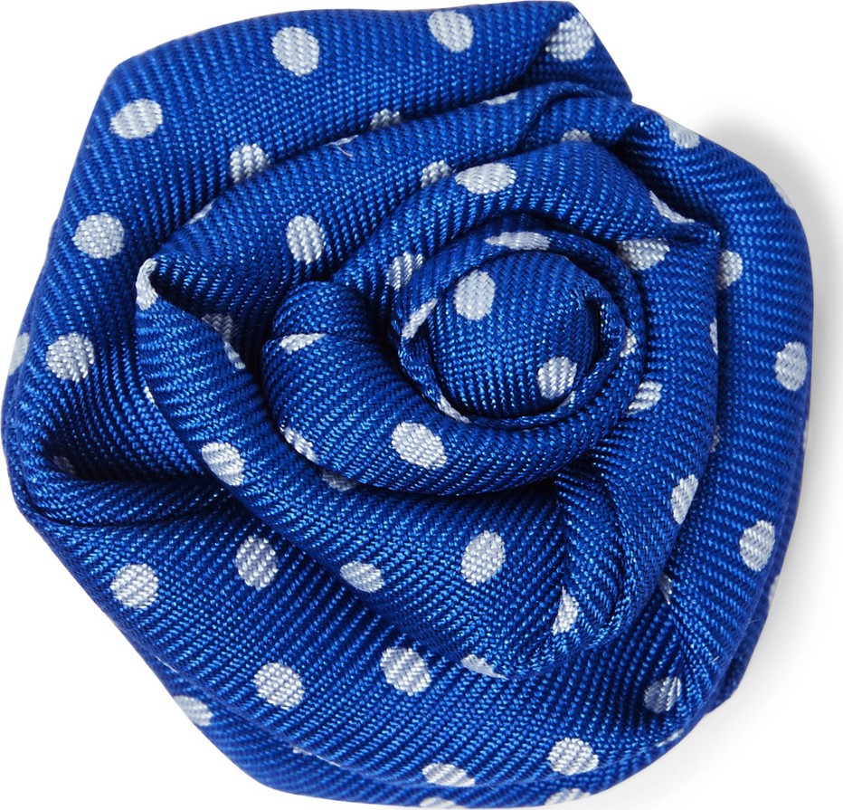 Charvet Polka-Dot Silk-Faille Flower Lapel Pin