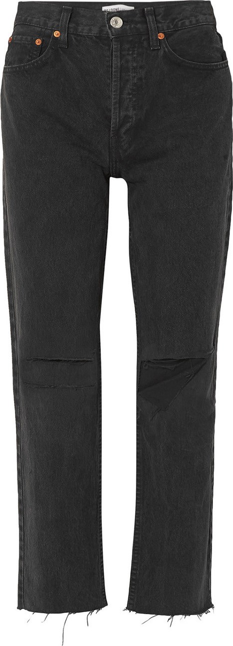 RE/DONE High-Rise Stove Pipe distressed straight-leg jeans