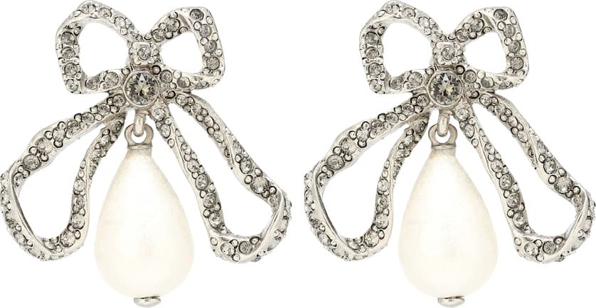 Oscar De La Renta Crystal-embellished bow earrings