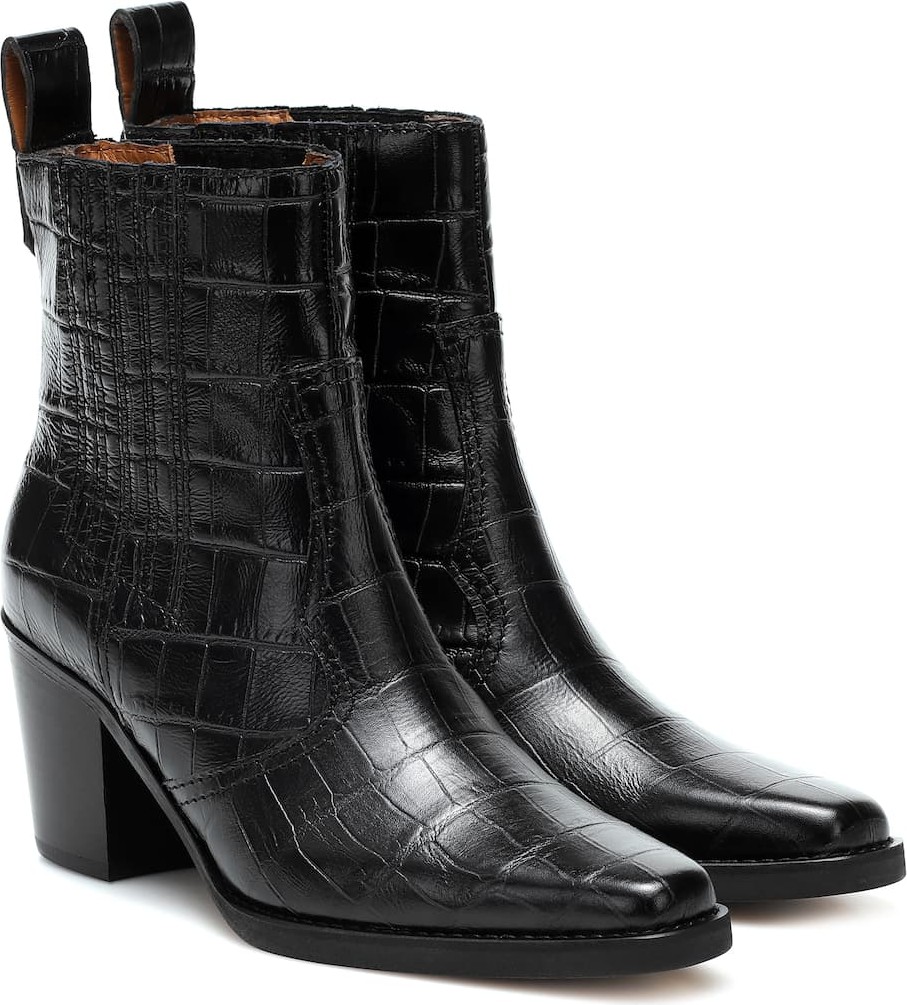 Ganni Western leather ankle boots