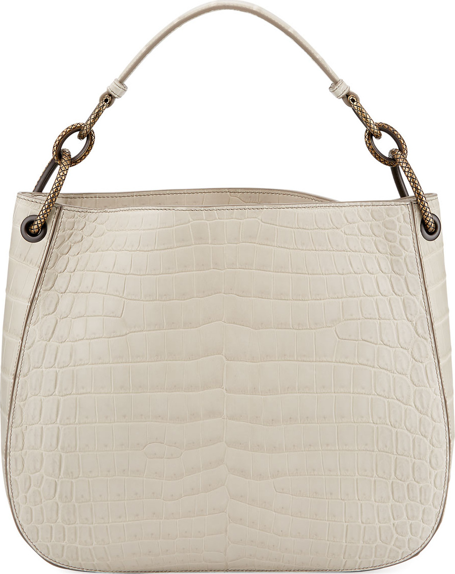 Bottega Veneta Soft Crocodile Loop Hobo Bag