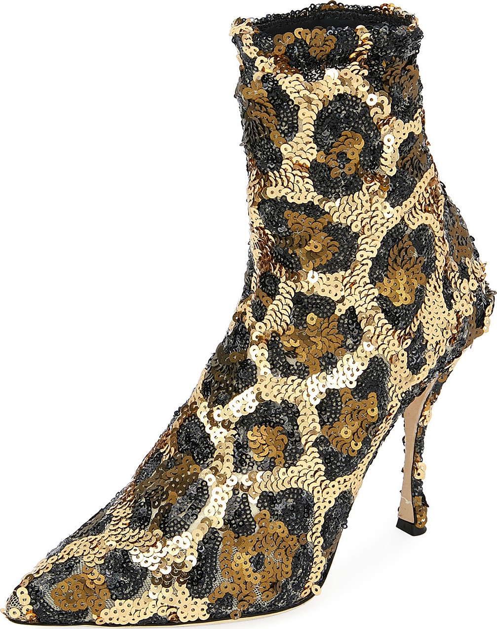 Dolce & Gabbana Leopard Sequin Pointed Booties