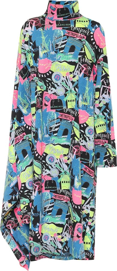Balenciaga Printed cotton-jersey midi dress