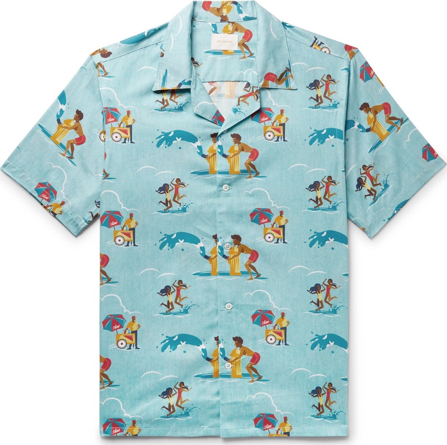 Aimé Leon Dore Block Party Camp-Collar Printed Cotton Shirt