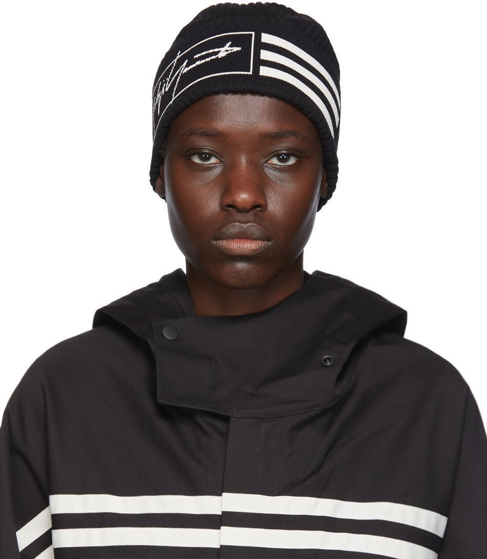 Y-3 Black 3-Stripe 'Y-3' Beanie