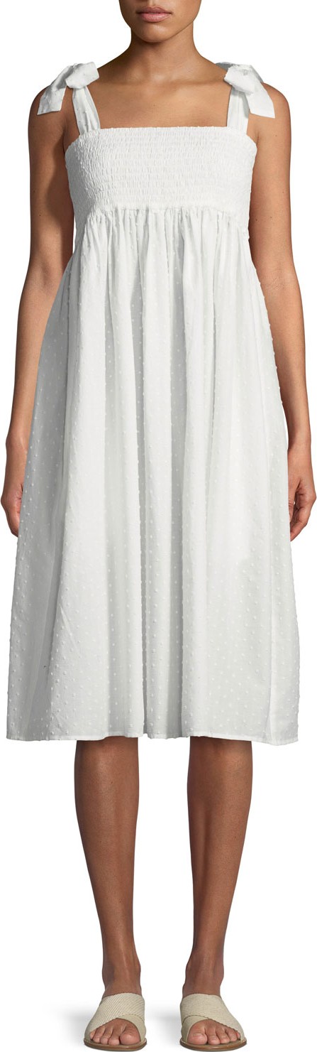 Marysia Lahaina Smocked Cotton Dobby Coverup Dress