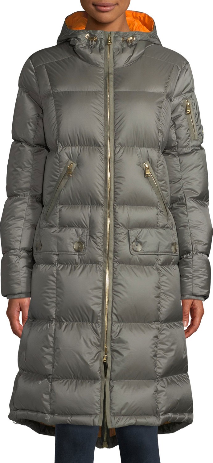 Bogner Malen Long A-Line Puffer Coat w/ Hood