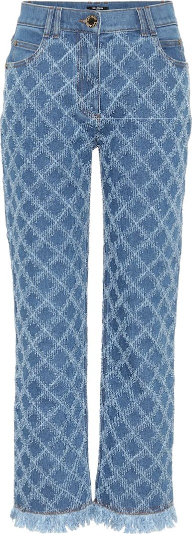 Balmain Laser-cut high-rise straight jeans