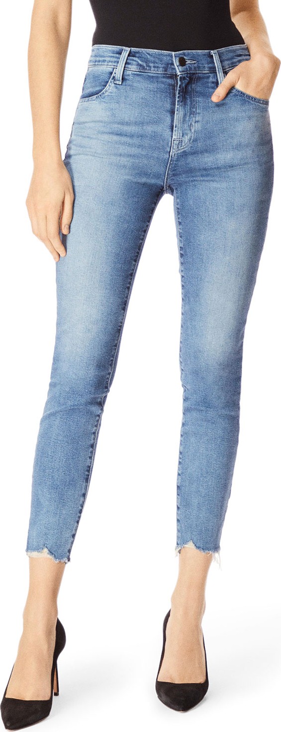 J BRAND Alana High-Rise Cropped Skinny Jeans w/ Frayed Hem