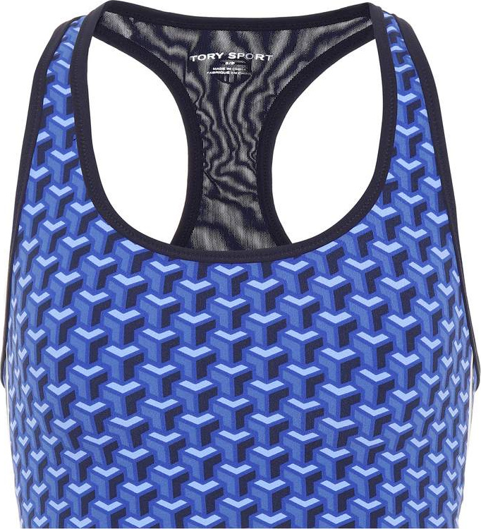 Tory Sport Printed mesh-back sports bra