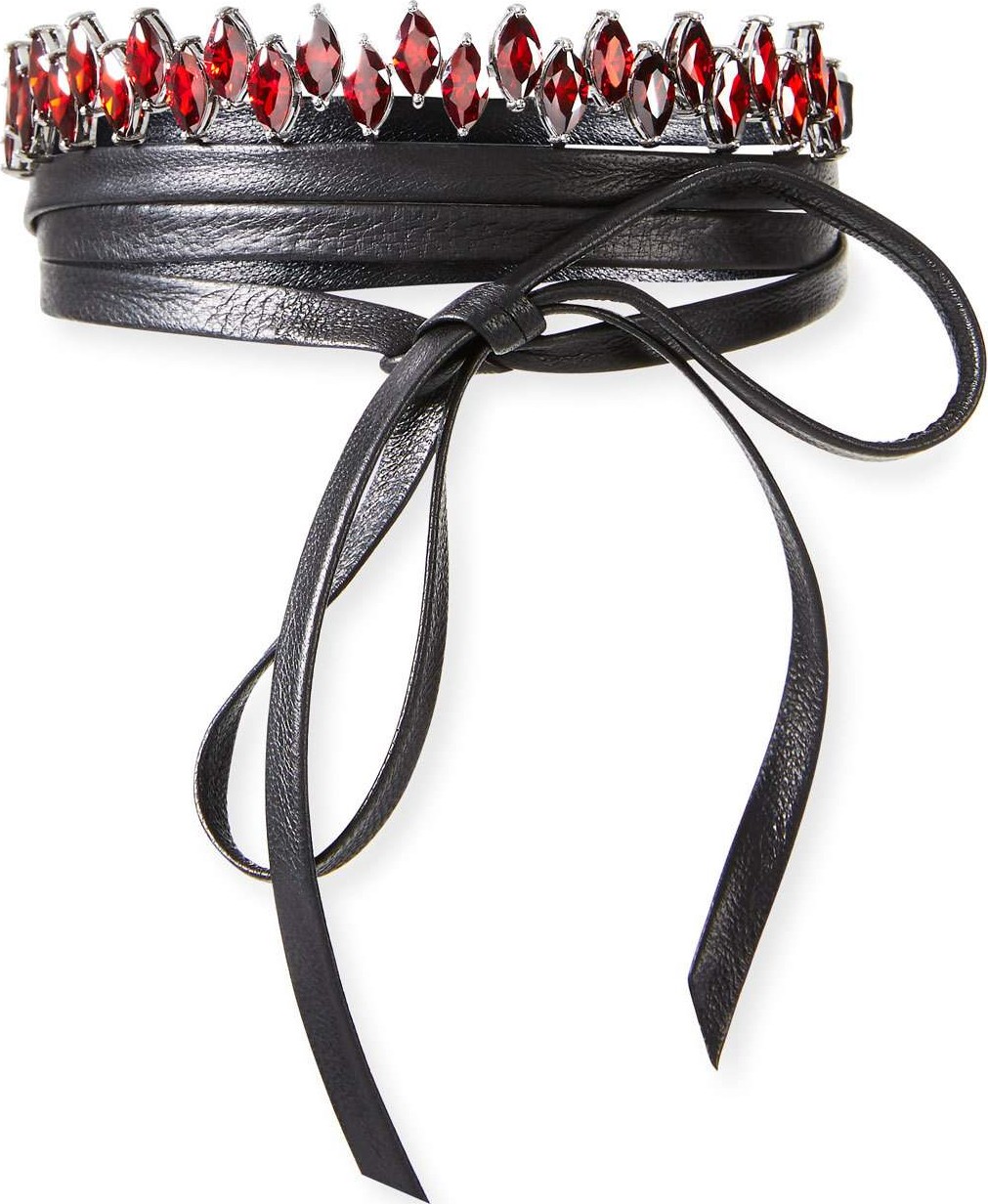 Fallon Monarch Jagged Crystal & Leather Choker, Garnet