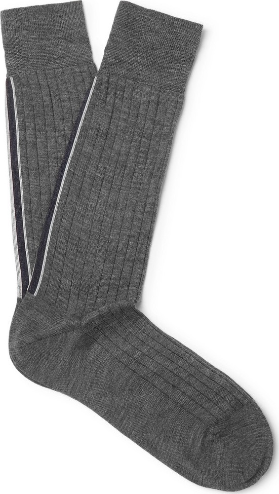 Thom Browne Striped Ribbed Cotton Socks