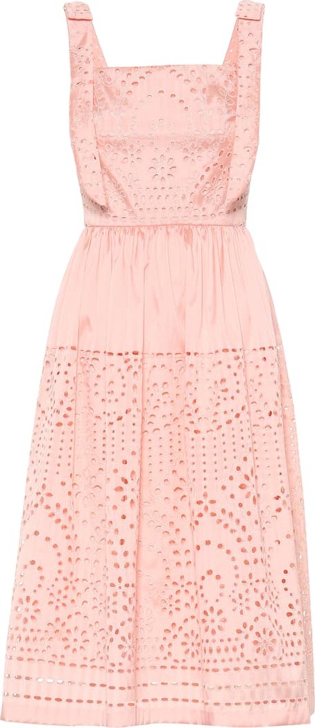 Monique Lhuillier Broderie anglaise satin midi dress