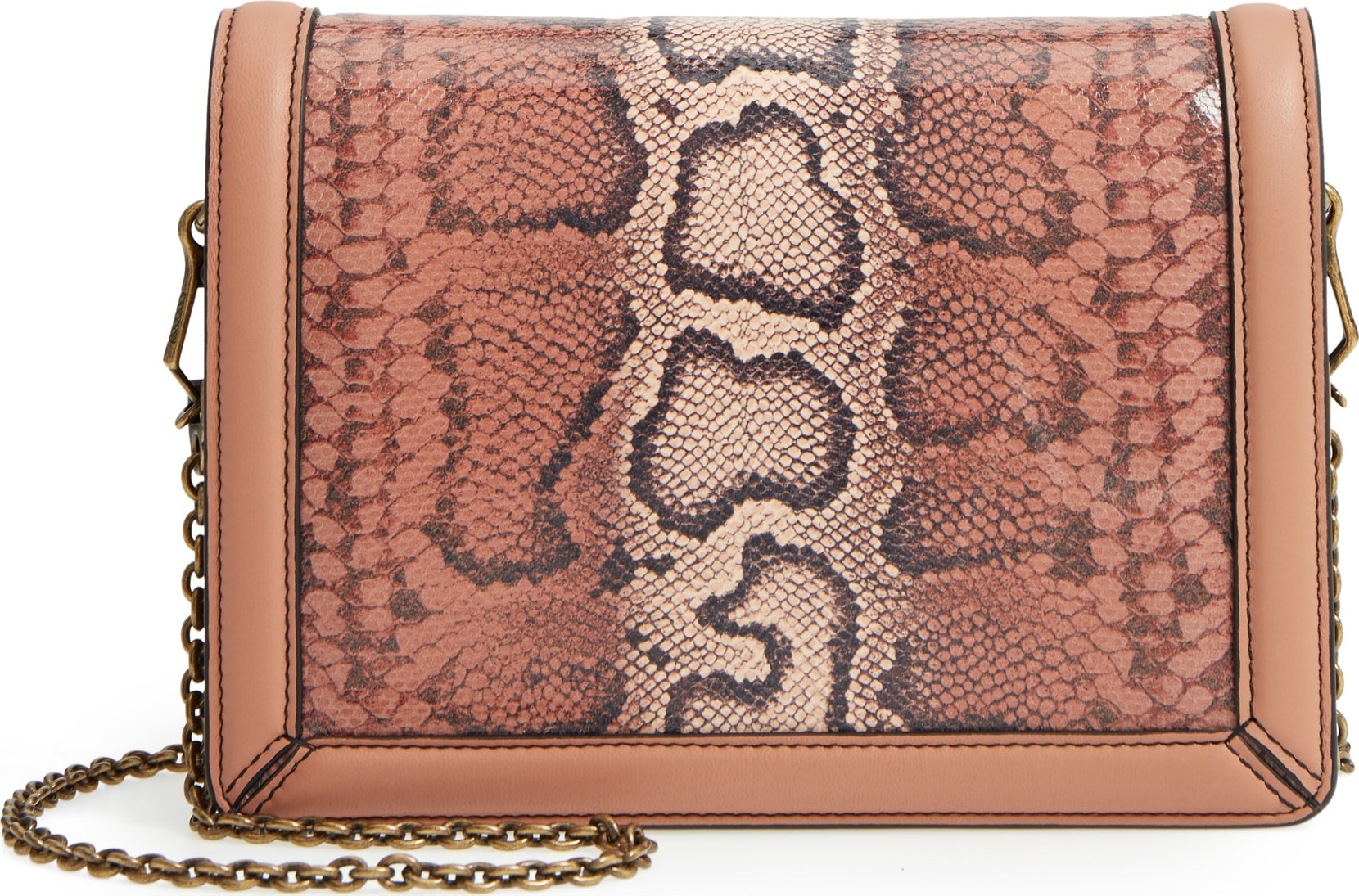 Bottega Veneta Mini Motobello Genuine Snakeskin & Leather Wallet on a Chain