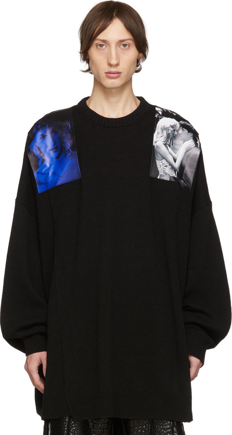 Raf Simons Black Oversized Patches Sweater