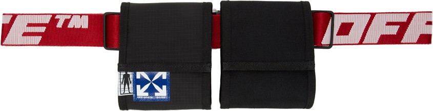 Off White Black & Red Two-Pocket Fanny Pack