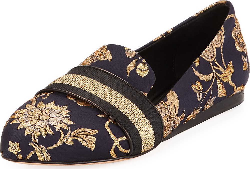 Veronica Beard Griffin Flat Metallic Brocade Loafers