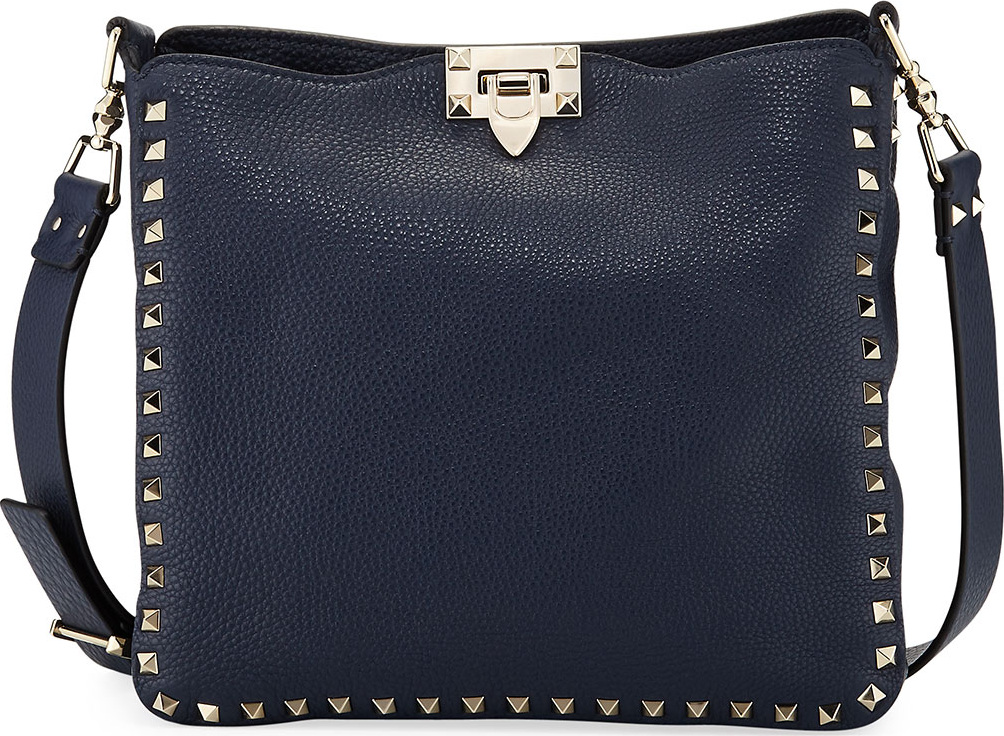 Valentino Rockstud Small Leather Hobo Bag